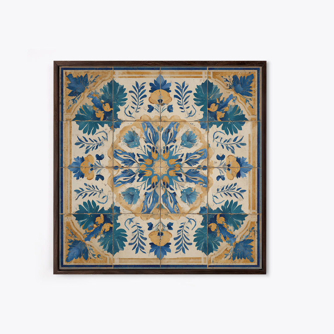 Italian Tile Pattern Framed Canvas Print, Italian Villa Art, Digital Download Art, Living Room Decor, Fine Art, Villa, IVA-1x1-41