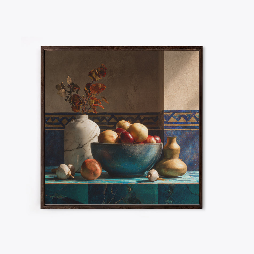 Marble Fruit Still Life Framed Canvas Print, Italian Villa Art, Bedroom Wall Art, Living Room Decor, Fine Art, Villa, IVA-1x1-47