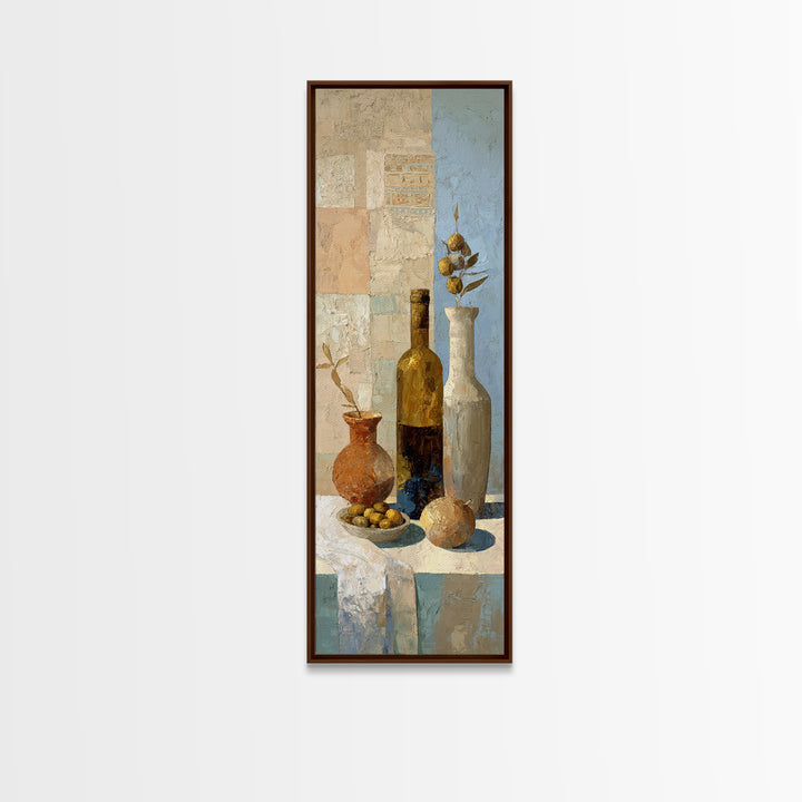 White Wine and Olives Still Life Canvas Print, Italian Villa Art, Wall Art Prints, Living Room Decor, Fine Art, Villa, IVA-1x3-100