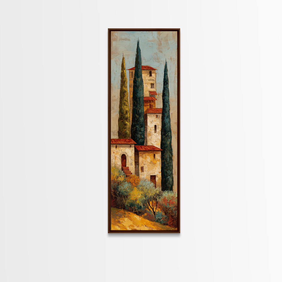 Tuscan Hillside with Cypress Trees and Golden Canvas Print, Italian Villa Art, Living Room Art, Living Room Decor, Villa, IVA-1x3-13
