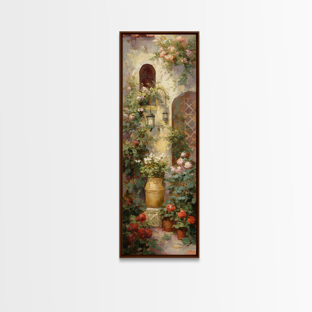 Italian Villa Garden Urn Canvas Print, Italian Villa Art, Landscape Art, Living Room Decor, Oil Painting, Villa, IVA-1x3-18