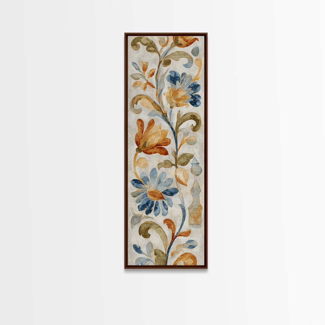 Florentine Floral Ornament Pattern Canvas Print, Italian Villa Art, Coastal Wall Art, Living Room Decor, Oil Painting, Villa, IVA-1x3-22