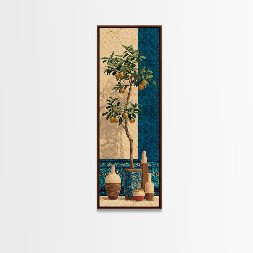 Orange Tree in a Courtyard Planter Canvas Print, Italian Villa Art, Coastal Decor, Living Room Decor, Fine Art, Villa, IVA-1x3-26