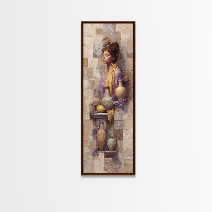 Renaissance Inspired Portrait with Modern Softness Canvas Print, Italian Villa Art, Landscape Painting, Living Room Decor, IVA-1x3-30