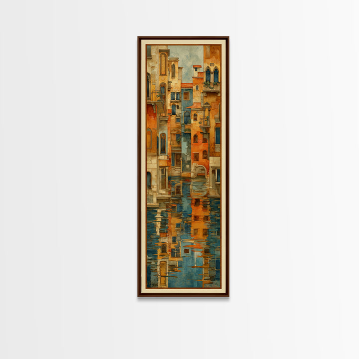 Venetian Canal Reflection Without City Crowd Canvas Print, Italian Villa Art, Rustic Home Decor, Living Room Decor, Villa, IVA-1x3-32