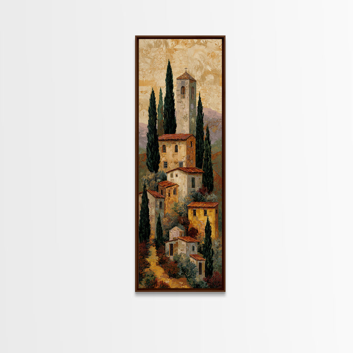 Tuscan Hillside with Cypress Trees and Golden Canvas Print, Italian Villa Art, Living Room Art, Living Room Decor, Villa, IVA-1x3-37