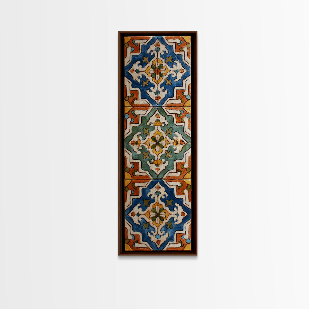 Italian Tile Pattern Framed Canvas Print, Italian Villa Art, Digital Download Art, Living Room Decor, Fine Art, Villa, IVA-1x3-53