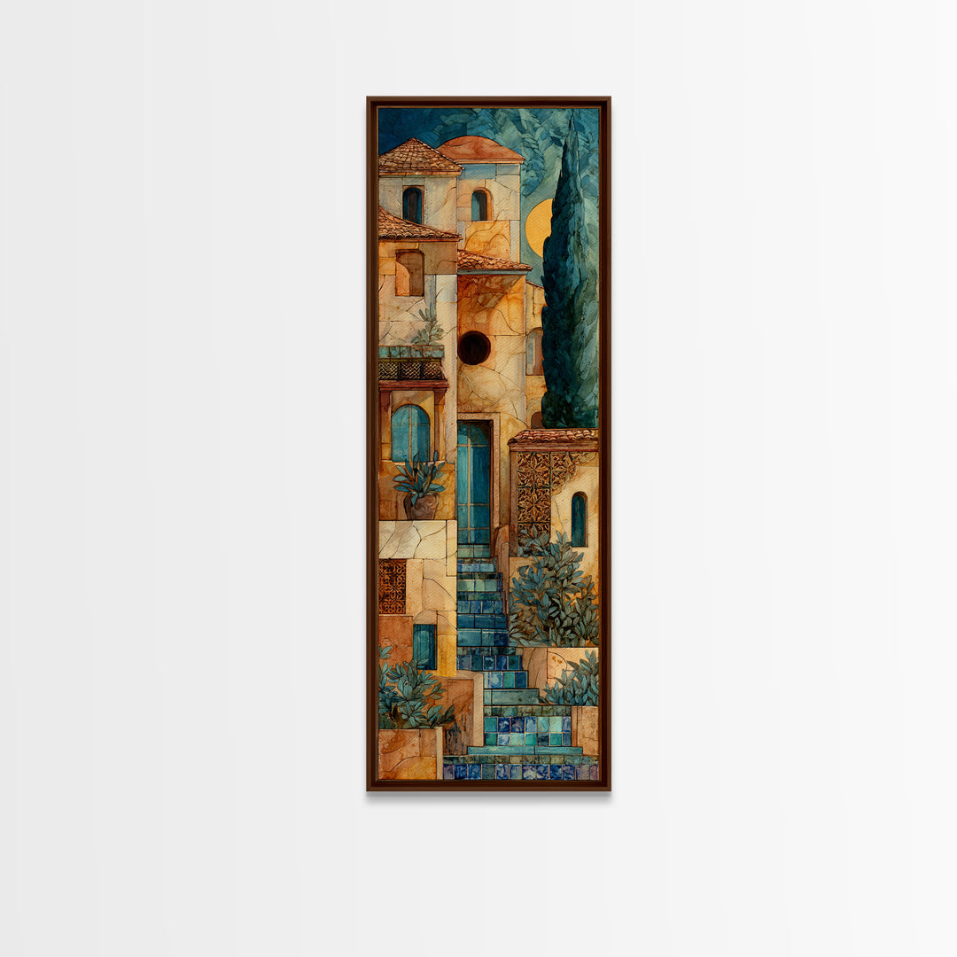 Cypress Silhouette at Sunset Canvas Print, Italian Villa Art, Coastal Wall Decor, Living Room Decor, Abstract Art, Villa, IVA-1x3-57