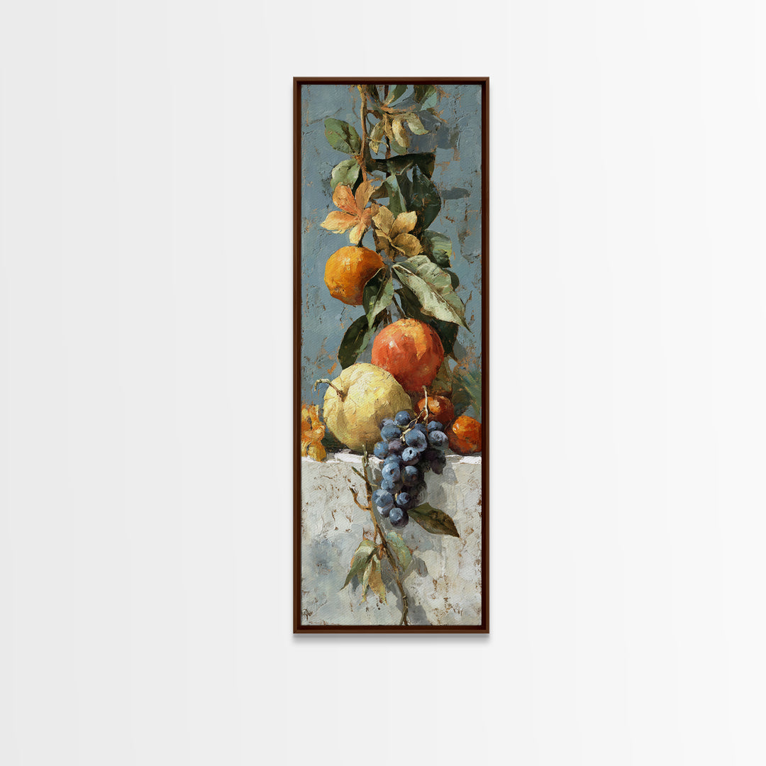 Marble Fruit Still Life Canvas Print, Italian Villa Art, Statement Artwork, Living Room Decor, Fine Art, Villa, Oil Painting, IVA-1x3-59