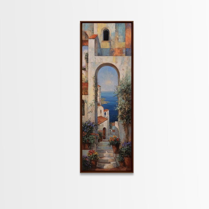 Mediterranean Arch Framing Blue Sea Canvas Print, Italian Villa Art, Luxury Decor, Living Room Decor, Fine Art, Villa, IVA-1x3-68