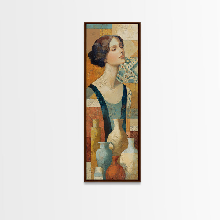 Renaissance Inspired Portrait with Modern Softness Canvas Print, Italian Villa Art, Coastal Wall Decor, Living Room Decor, IVA-1x3-78