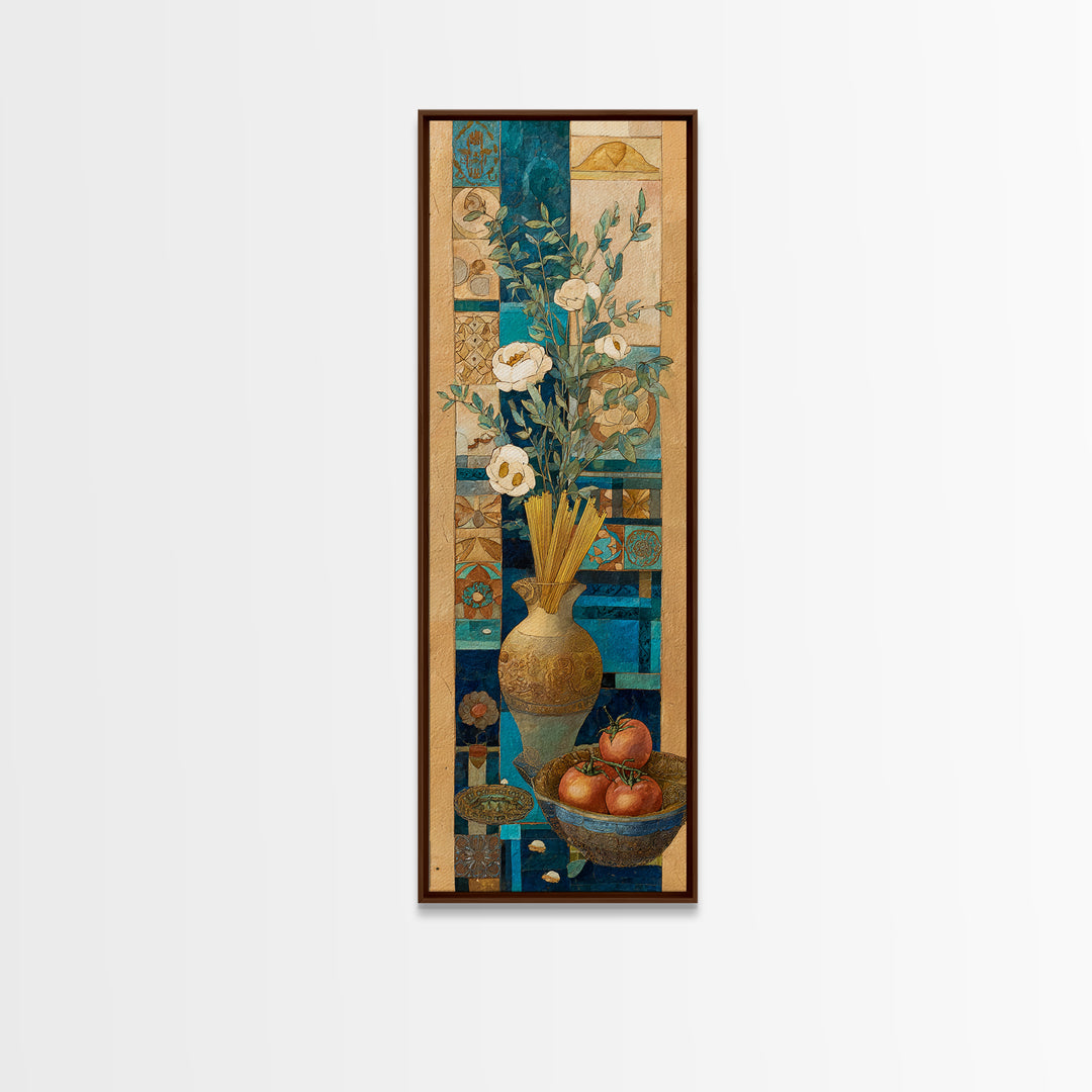 Pasta Herbs and Tomatoes Still Life Framed Canvas Print, Italian Villa Art, Room Decor, Living Room Decor, Fine Art, Villa, IVA-1x3-79