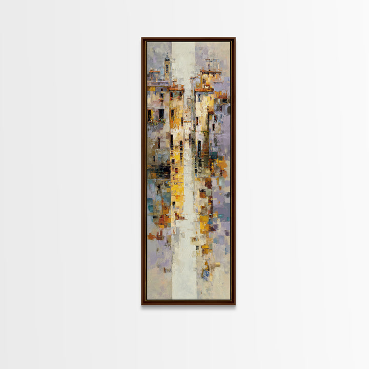 Venetian Canal Reflection Without City Crowd Canvas Print, Italian Villa Art, Textured Painting, Living Room Decor, Villa, IVA-1x3-80