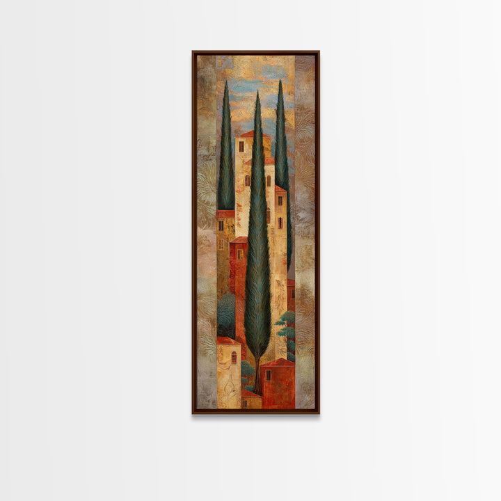 Tuscan Hillside with Cypress Trees and Golden Canvas Print, Italian Villa Art, Wall Decor, Living Room Decor, Fine Art, Villa, IVA-1x3-85