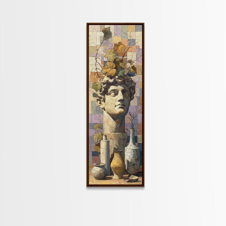 Classic Roman Statue Bust Framed Canvas Print, Italian Villa Art, Printable Wall Art, Living Room Decor, Abstract Art, Villa, IVA-1x3-96