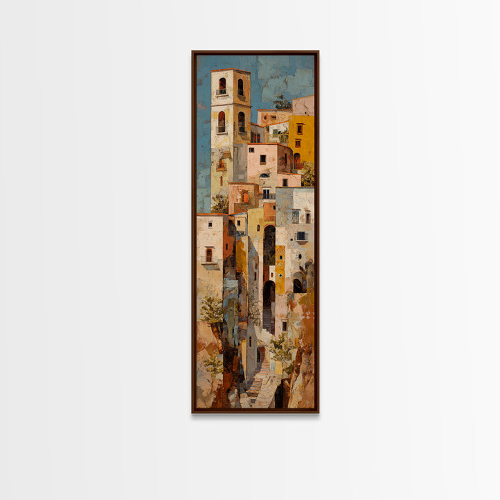 Amalfi Coast Cliffs Canvas Print, Italian Villa Art, Coastal Wall Art, Living Room Decor, Oil Painting, Villa, IVA-1x3-97