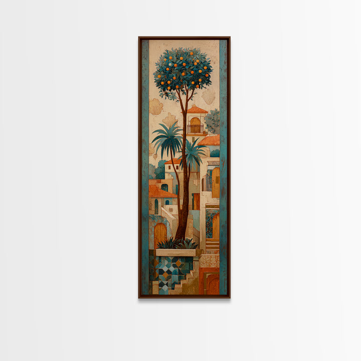 Orange Tree in a Courtyard Planter Canvas Print, Italian Villa Art, Rustic Home Decor, Living Room Decor, Fine Art, Villa, IVA-1x3-98