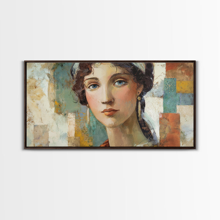 Renaissance Inspired Portrait with Modern Softness Canvas Print, Italian Villa Art, Landscape Print, Living Room Decor, Villa, IVA-2x1-14