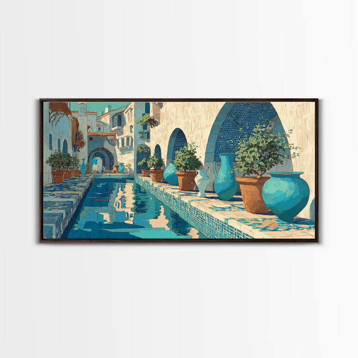 Venetian Canal Reflection Without City Crowd Framed Canvas Print, Italian Villa Art, Neutral Decor, Living Room Decor, Villa, IVA-2x1-16