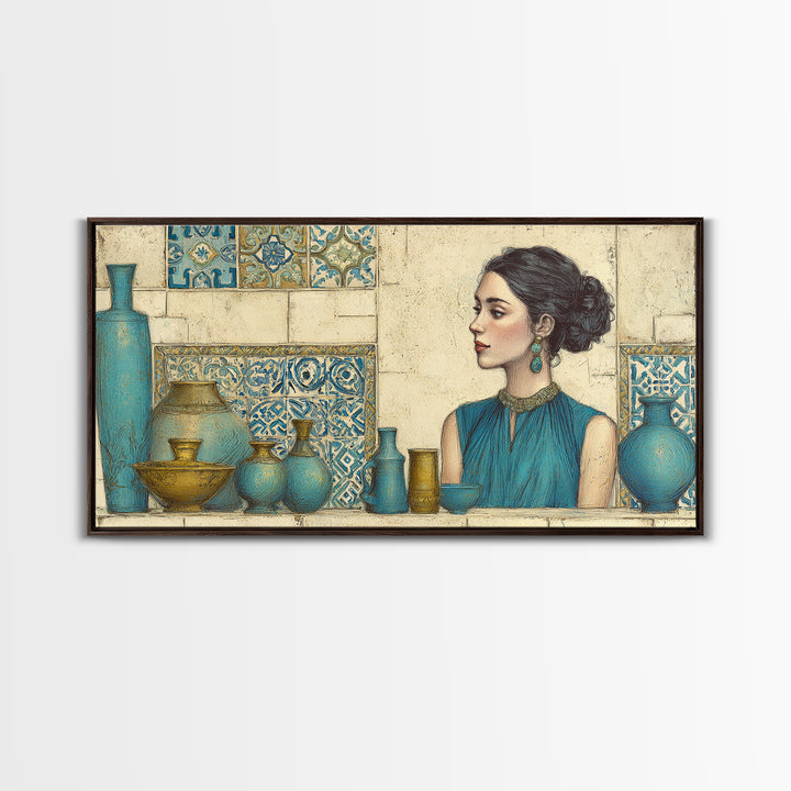 Renaissance Inspired Portrait with Modern Softness Canvas Print, Italian Villa Art, Landscape Print, Living Room Decor, Villa, IVA-2x1-38