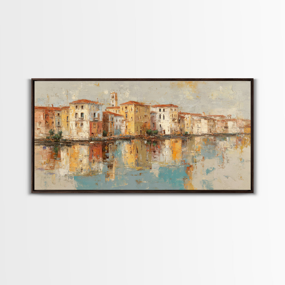 Venetian Canal Reflection Without City Crowd Canvas Print, Italian Villa Art, Contemporary Art, Living Room Decor, Villa, IVA-2x1-40