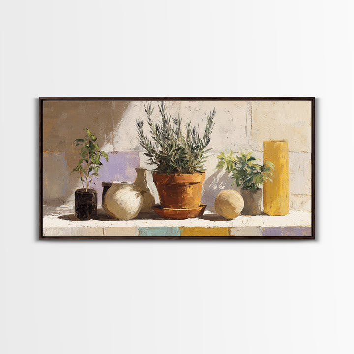 Terra Cotta Pot Framed Canvas Print, Italian Villa Art, Digital Art Print, Living Room Decor, Fine Art, Villa, Luxury Decor, IVA-2x1-42