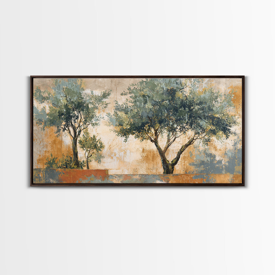 Olive Grove Path Canvas Print, Italian Villa Art, Framed Wall Art, Living Room Decor, Oil Painting, Villa, Colorful Wall Art, IVA-2x1-47