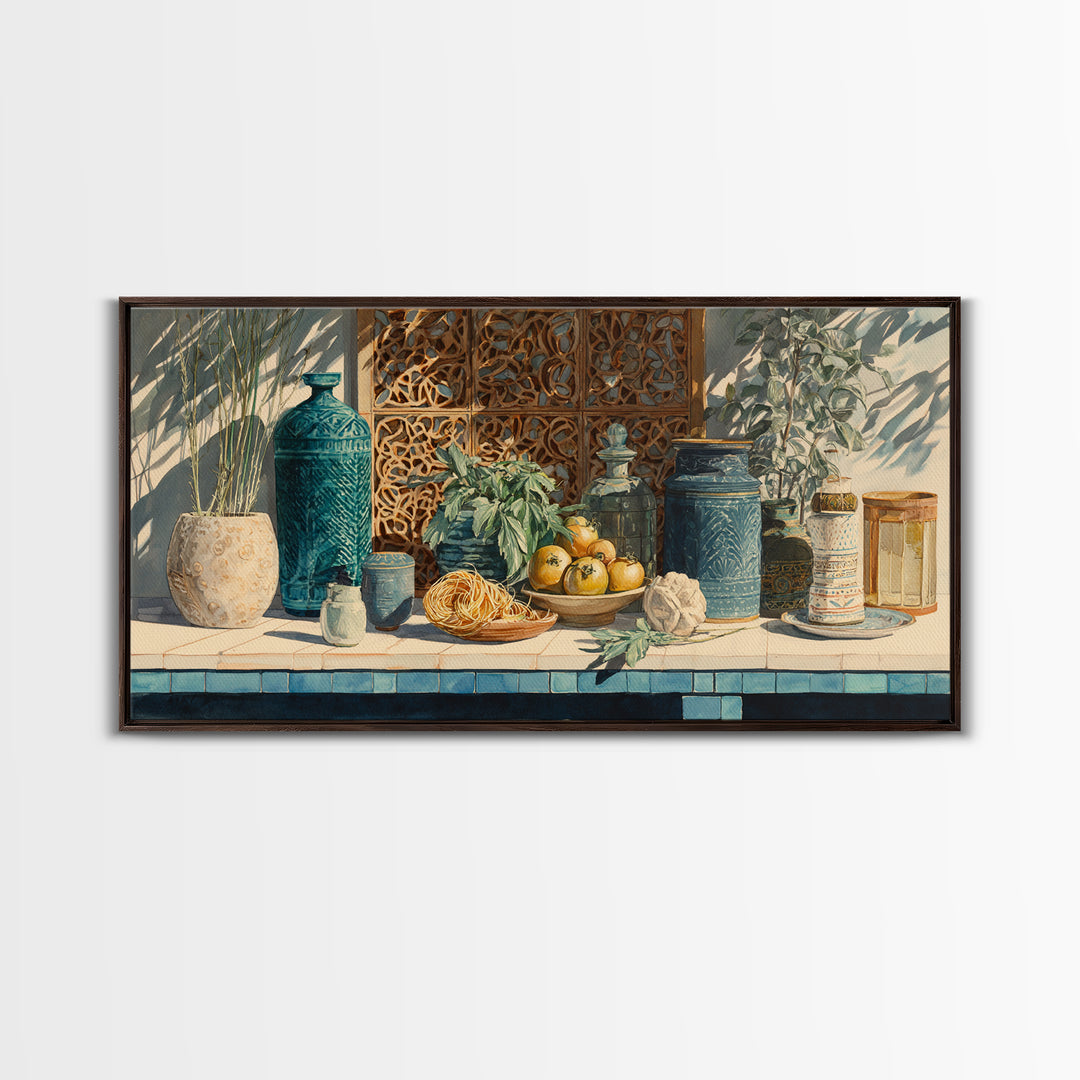Pasta Herbs and Tomatoes Still Life Canvas Print, Italian Villa Art, Living Room Wall Art, Living Room Decor, Fine Art, Villa, IVA-2x1-63