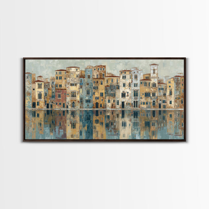 Venetian Canal Reflection Without City Crowd Canvas Print, Italian Villa Art, Bedroom Wall Art, Living Room Decor, Villa, IVA-2x1-88