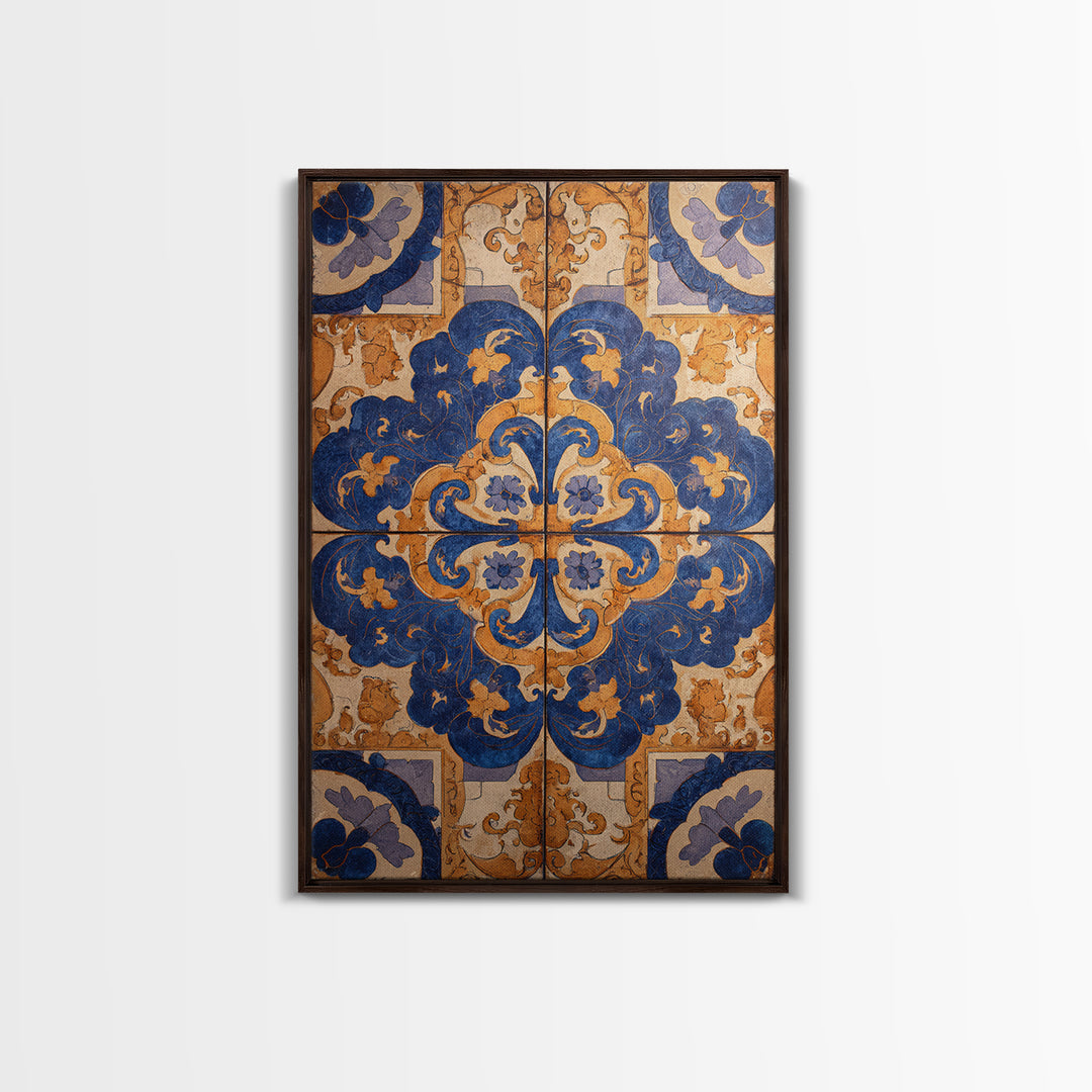 Italian Tile Pattern Canvas Print, Italian Villa Art, Statement Artwork, Living Room Decor, Fine Art, Villa, Oil Painting, IVA-2x3-49