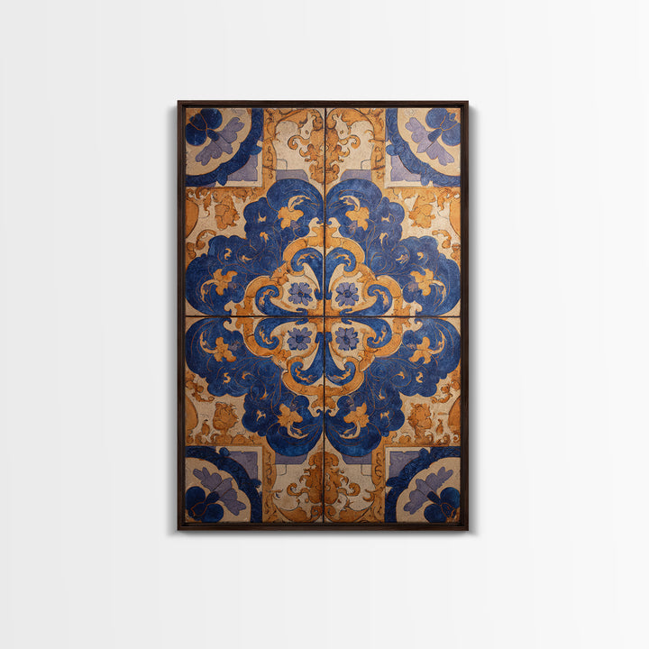 Italian Tile Pattern Canvas Print, Italian Villa Art, Statement Artwork, Living Room Decor, Fine Art, Villa, Oil Painting, IVA-2x3-49