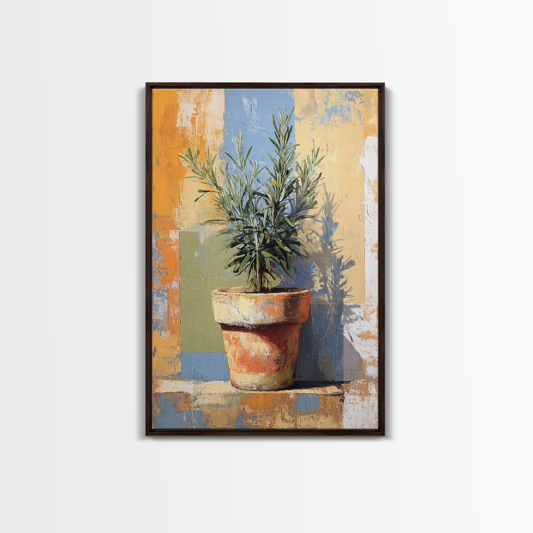 Terra Cotta Pot Framed Canvas Print, Italian Villa Art, Digital Art Print, Living Room Decor, Fine Art, Villa, Luxury Decor, IVA-2x3-6