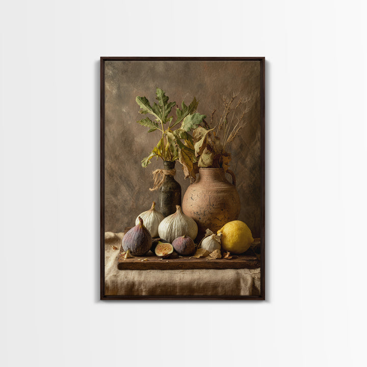 Figs and Cheese on Rustic Wooden Board Canvas Print, Italian Villa Art, Art Print, Living Room Decor, Fine Art, Villa, IVA-2x3-65