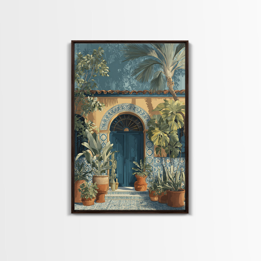 Italian Tile Pattern Framed Canvas Print, Italian Villa Art, Textured Painting, Living Room Decor, Villa, Living Room Wall Art, IVA-2x3-73
