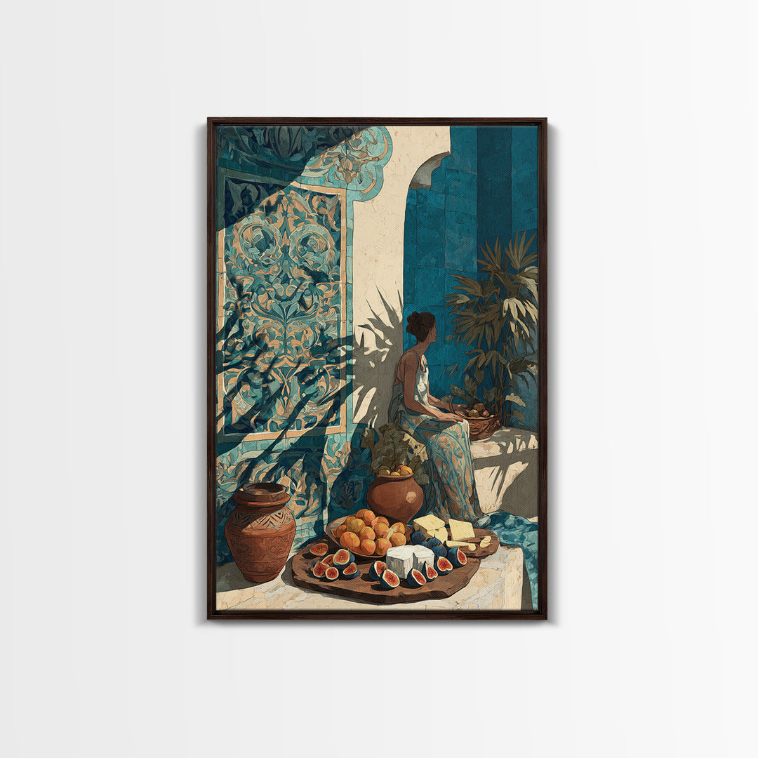 Figs and Cheese on Rustic Wooden Board Canvas Print, Italian Villa Art, Printable Wall Art, Living Room Decor, Villa, IVA-2x3-89