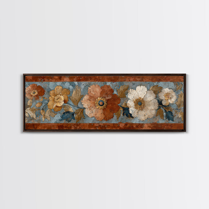 Florentine Floral Ornament Pattern Canvas Print, Italian Villa Art, Wall Art Prints, Living Room Decor, Fine Art, Villa, IVA-3x1-50