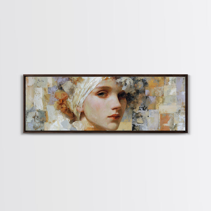 Renaissance Inspired Portrait with Modern Softness Canvas Print, Italian Villa Art, Oil Painting, Living Room Decor, Villa, IVA-3x1-58