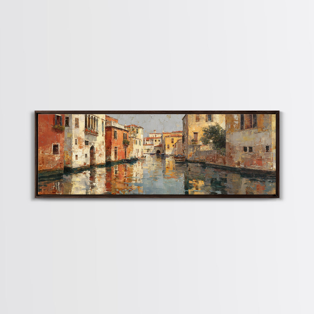 Venetian Canal Reflection Without City Crowd Canvas Print, Italian Villa Art, Contemporary Art, Living Room Decor, Villa, IVA-3x1-84