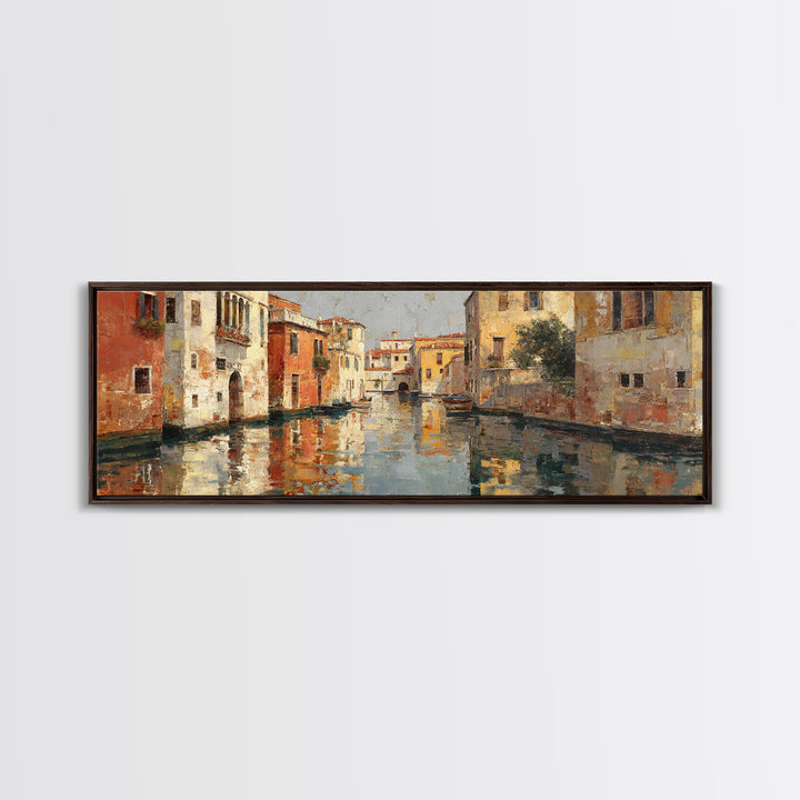 Venetian Canal Reflection Without City Crowd Canvas Print, Italian Villa Art, Contemporary Art, Living Room Decor, Villa, IVA-3x1-84