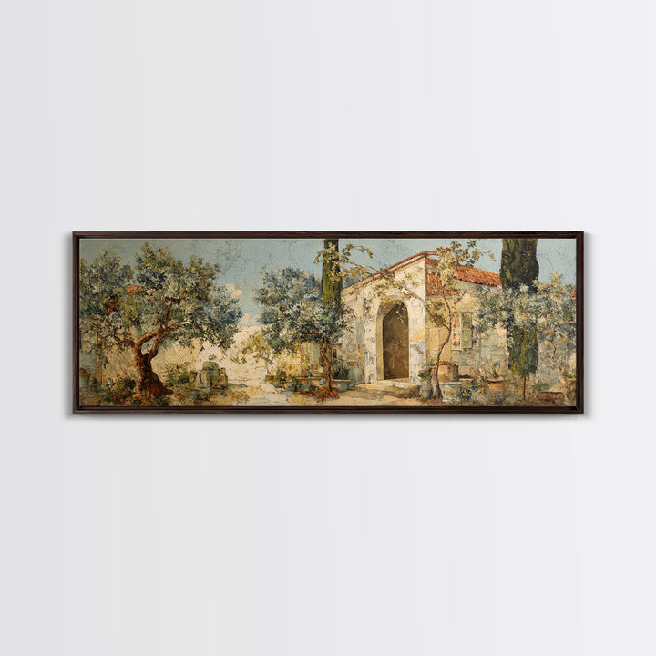 Olive Grove Path Canvas Print, Italian Villa Art, Coastal Wall Decor, Living Room Decor, Fine Art, Villa, Neutral Decor, IVA-3x1-91