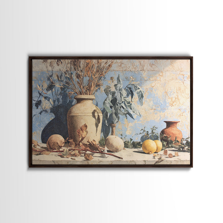 Marble Fruit Still Life Canvas Print, Italian Villa Art, Statement Artwork, Living Room Decor, Fine Art, Villa, Oil Painting, IVA-3x2-3
