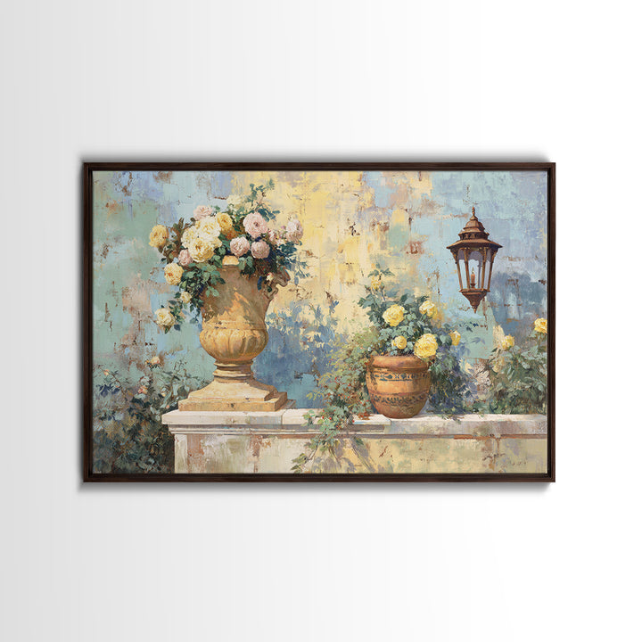 Italian Villa Garden Urn Canvas Print, Italian Villa Art, Framed Wall Art, Living Room Decor, Watercolor Art, Villa, IVA-3x2-34