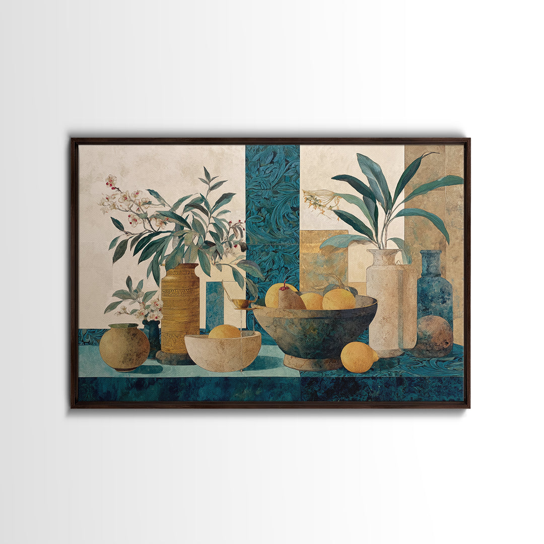 Marble Fruit Still Life Canvas Print, Italian Villa Art, Original Painting, Living Room Decor, Villa, Landscape Painting, IVA-3x2-51