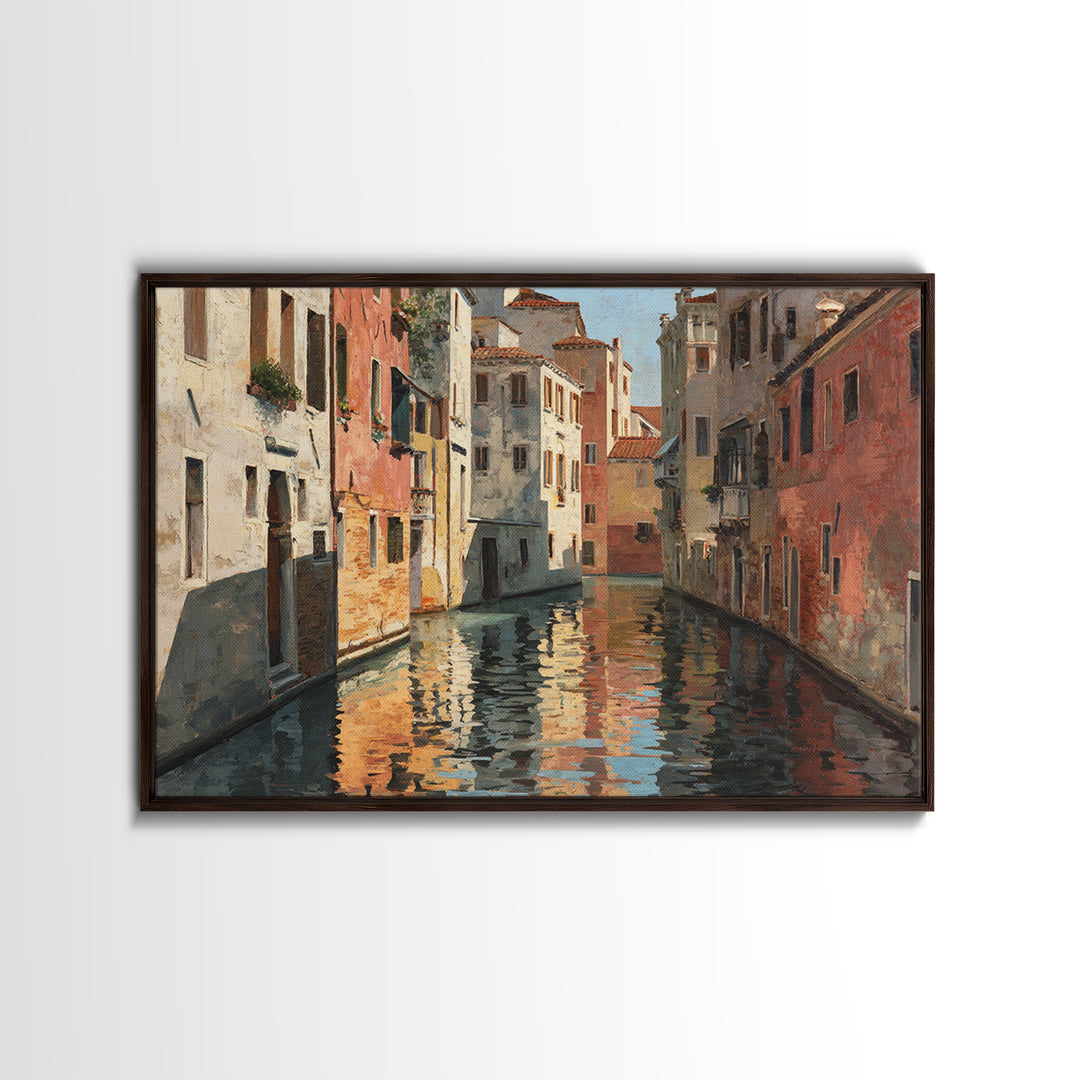 Venetian Canal Reflection Without City Crowd Canvas Print, Italian Villa Art, Coastal Decor, Living Room Decor, Fine Art, Villa, IVA-3x2-72