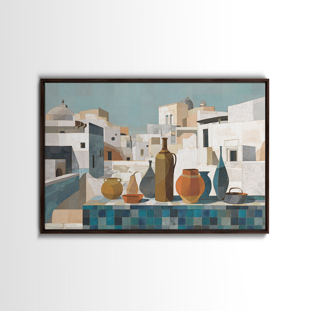 Terracotta Rooftops Against Pale Sky Canvas Print, Italian Villa Art, Farmhouse Wall Art, Living Room Decor, Villa, IVA-3x2-80