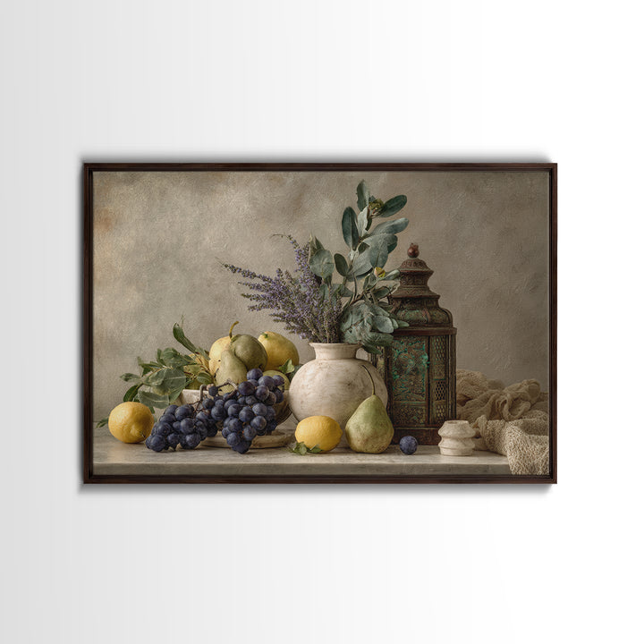 Marble Fruit Still Life Framed Canvas Print, Italian Villa Art, Digital Download Art, Living Room Decor, Fine Art, Villa, IVA-3x2-99