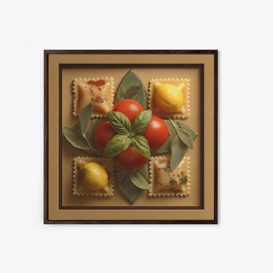 Pasta Lemons and Basil Mediterranean Still Life Canvas Print, Kitchen Art, Dining Room Wall Art, Kitchen Decor, Kitchen, KIT-1x1-17