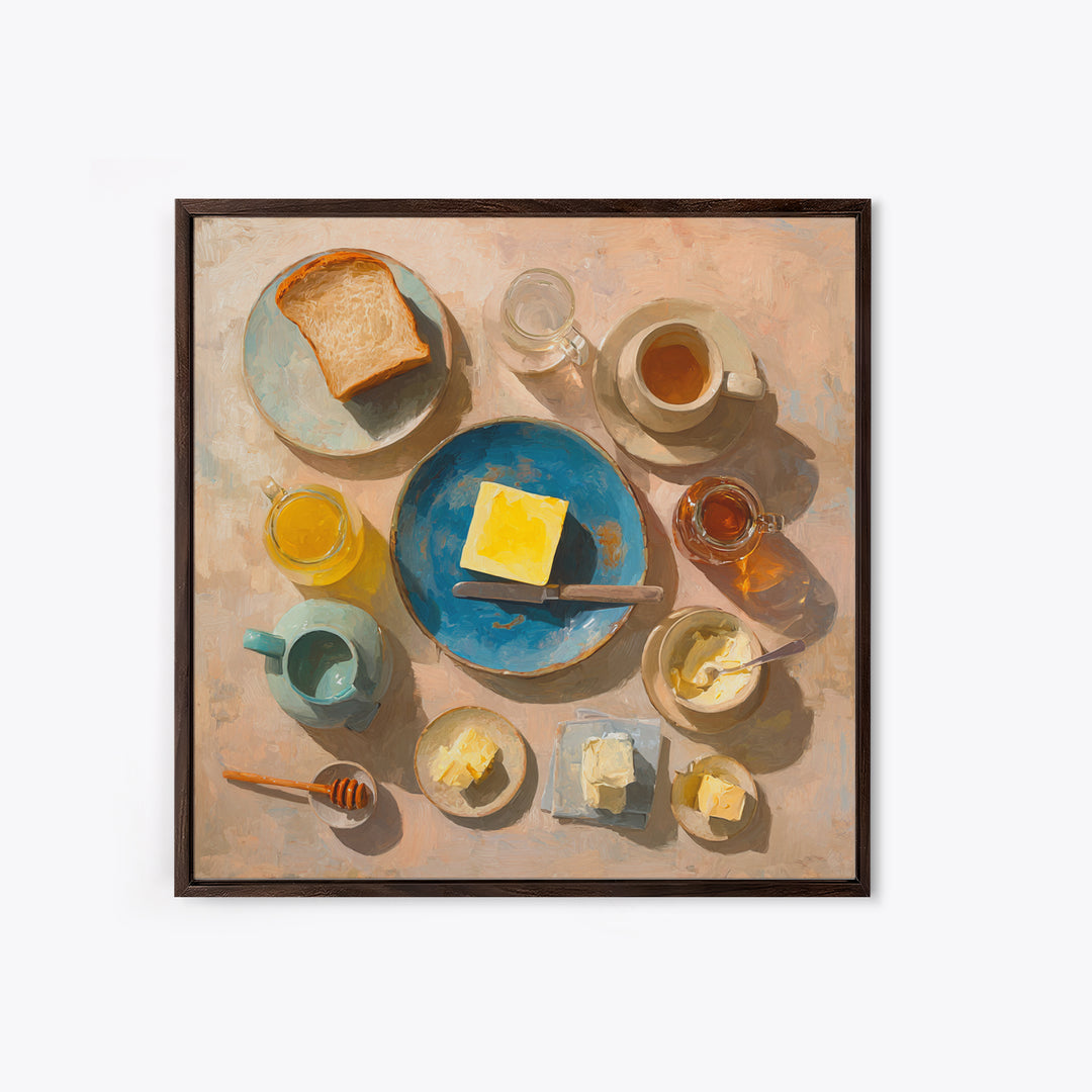Fresh Bread with Butter and Honey Canvas Print, Kitchen Art, Kitchen Decor, Kitchen, Kitchen Art Print, Bar Cart Decor, KIT-1x1-18