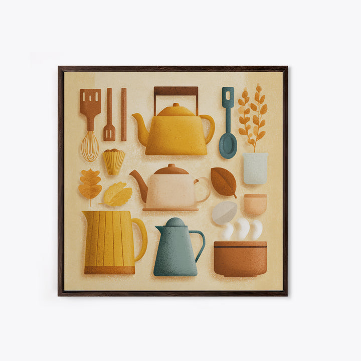 Kitchen Utensil Silhouettes Framed Canvas Print, Kitchen Art, Kitchen Print, Kitchen Decor, Fine Art, Kitchen, Art Print, KIT-1x1-21
