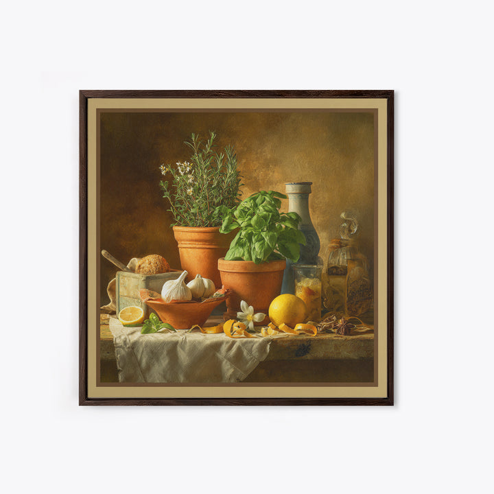Fresh Herbs in Terracotta Pots Canvas Print, Kitchen Art, Modern Decor, Kitchen Decor, Fine Art, Kitchen, Home Decor, KIT-1x1-25
